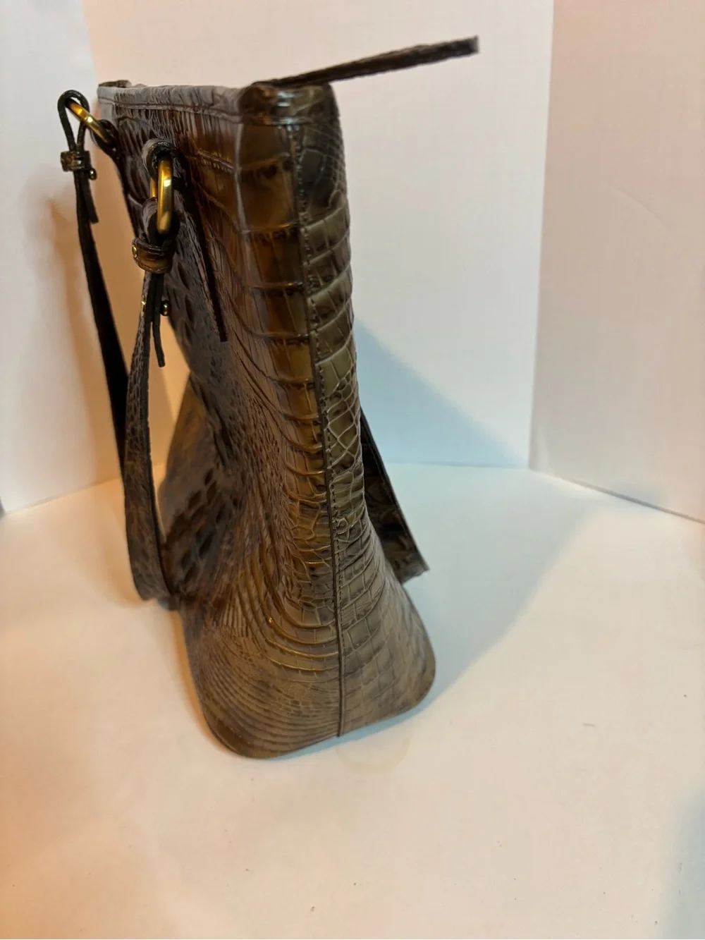 Brahmin Metallic Brown Croc-Embossed Tote